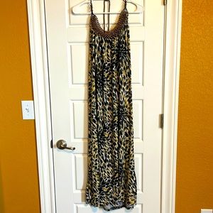 Maxi halter dress with rope tie and beads